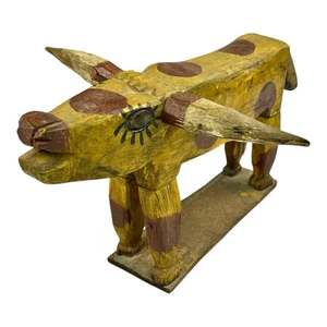 "De colección 15"" Guatemalteco Tallado a Mano Madera Vaca Novel Pintado Arte Popular Primitivo Rústico" - Imagen 1 de 24