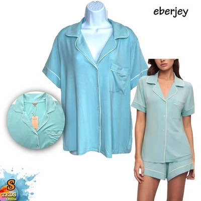 Nuevo con etiquetas Pijama Eberjey M Gisele TENCEL™ Modal Relajado Top Solo PJ1018SN Azul Canal Foto 1 de 4