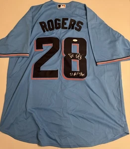 Camiseta autografiada de Trevor Rogers de los Miami Marlins con inscripción 21 All Star certificado de autenticidad JSA - Imagen 1 de 3