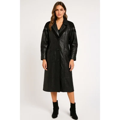 Otello Pell кожаный плащ женщин S черный пэчворк винтажный 80-х авангард богемное - Изображение 1 из 4