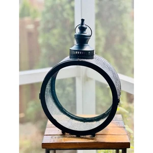 Moroccan Style Black Metal Lantern Boho Home Decor 18in Hanging Candle Holder - Picture 1 of 2