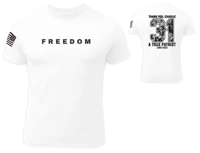 Freedom Charlie Kirk Shirt, Thank You Charlie 31 Shirt 100% Cotton soft style - Image 1 of 4