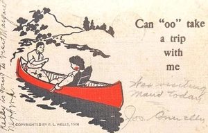 Postkarte um 1906 - Kann "OO" einen Ausflug mit mir machen? - Mazomanie, Wisconsin. #-7643 - Bild 1 von 14