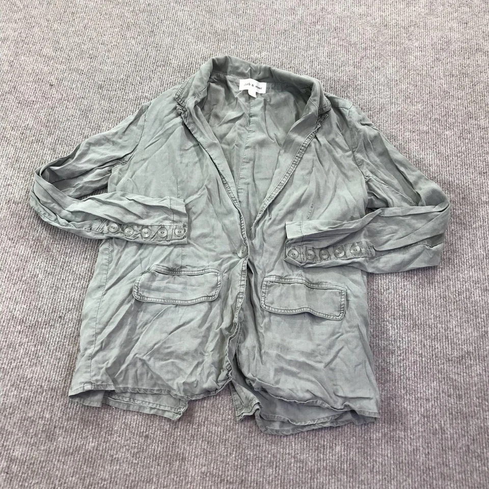 Cloth & Stone Blazer Womens XS Sage Green Casual 3/4 Sleeve Button Cuffs Pockets Foto 1 de 4