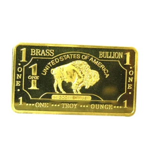 1 oz One Troy Ounce USA American Buffalo .999 Fine Brass Bullion Bar - Picture 1 of 9