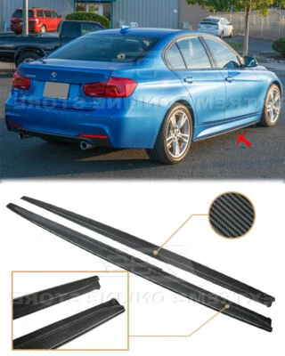 CARBON FIBER EXTENDED Side Skirts For 12-18 BMW F30 F31 3-Series M-Sport Style  - Image 1 of 4