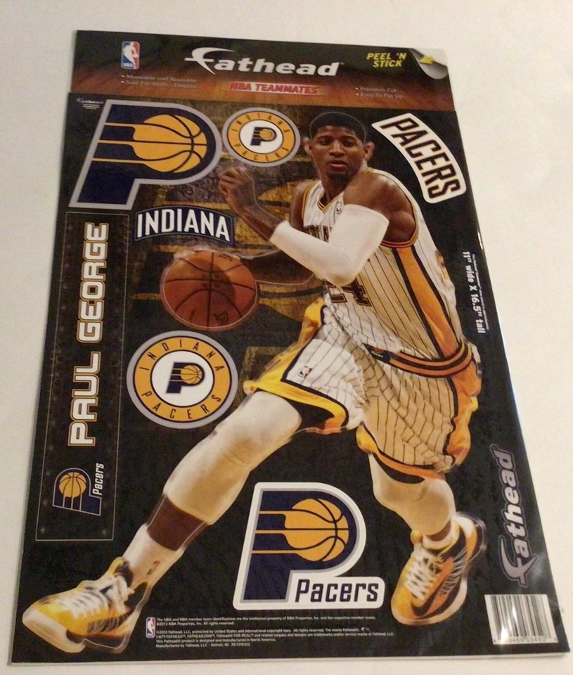 Indiana Pacers Paul George 11”x16.5” más 6 calcomanías NBA Teammates Fathead pared nueva Foto 1 de 1