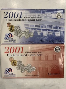 2001 US Mint Unc P&D W/OGP 60 Coins Total (3 Lots Of 20 Coin Sets) - Picture 1 of 14