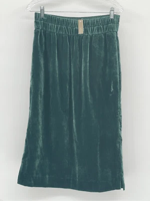 J. Crew Skirt Velvet MIDI Women Size Small Green Stretch Waist Holiday Party New - Image 1 of 4