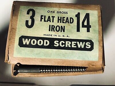 NOS VTG Flat Head Iron Slotted Wood Screws 3x14 • 30$