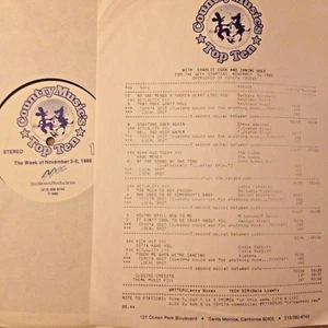 RADIO SHOW: COUNTRY TOP 10 11/3/86 INTERVIEWS: RESTLESS HEART, CATHY FORESTER - Picture 1 of 1
