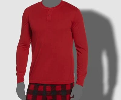 $38 Perry Ellis Para hombres Rojo Manga Larga Henley Algodón PJ Top Pijama Camisa Talla M Foto 1 de 2