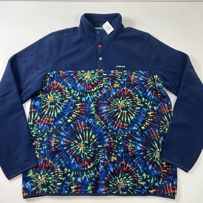 Lands' End Tie Dye & Blue Fleece 1/4 Snap Closure Mens Large Tall L/T 42-44 NWT - Image 1 of 4