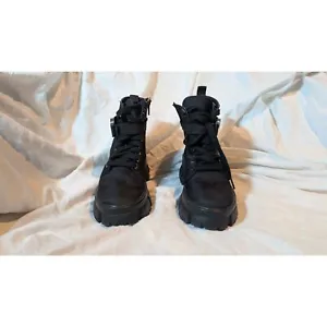 Steve Madden Damen-Stiefeletten schwarz extra klobig Plateau Kampfstiefeletten 6M - Bild 1 von 5