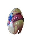 Rare Whinnie The Pooh Spring Time Tin Metal Egg Shape Holding Flowers Old 19.99P