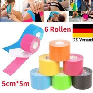 6 Rollen Kinesio Tape Kinesiologie Tapes Sporttape Tapeverband-Luftdurchlässiger - Bild 1 von 17