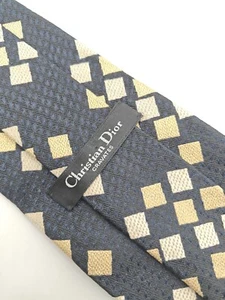 ๐ซ๐ท Vtg Christian Dior Silk Tie 45x3.75 Black Geometric - Picture 1 of 4
