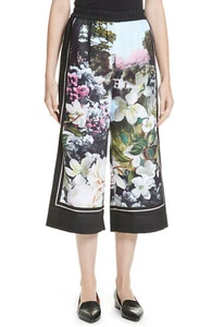 TED BAKER Windermere floral print culottes wide leg cropped dressy trousers 1 8 - Picture 1 of 7
