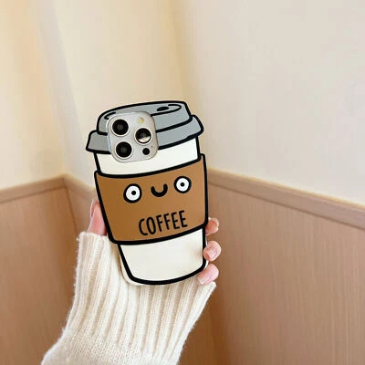 Luxury 3D Cute Coffee Cup Soft Silicone Cover Case For 16 15 14 13 12 Pro Max 11 - Image 1 of 4