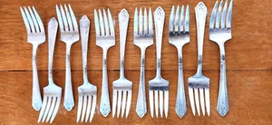 11 Intl Rogers Crusader Silver Co Silverplate DREXEL Dessert/Salad Forks Ca 1929 - Picture 1 of 4