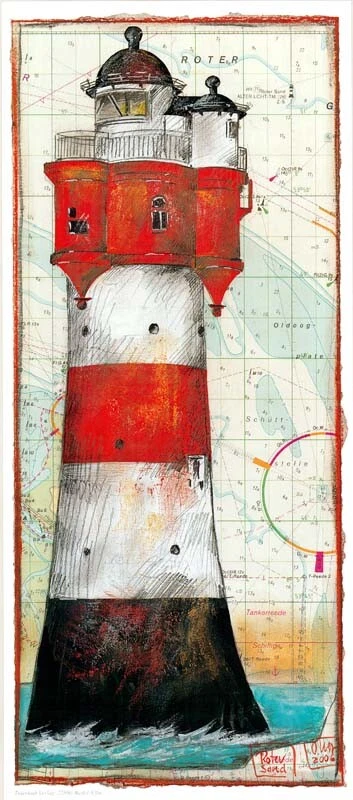 Kunstdruck - Leuchtturm "ROTER SAND" - von OLE WEST - (250) - Bild 1 von 1