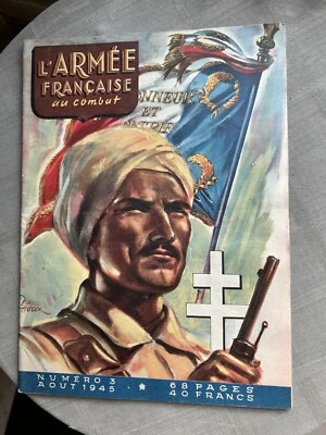 ESERCITO Francese Au Combat N° 3 Agosto 1945 Con Disegno Calvo IN Condizioni - Immagine 1 di 3