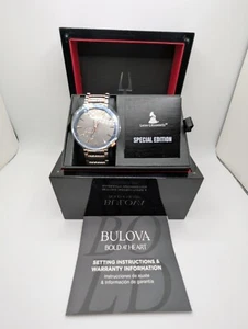 Bulova Latin Grammy 98A309 Mens Silver Band Gray Dial Round Analog Wristwatch - Picture 1 of 12