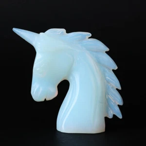 4.2" Synthesis Opalite Quartz Crystal Hand Carved Unicorn Carving 062 - Picture 1 of 6