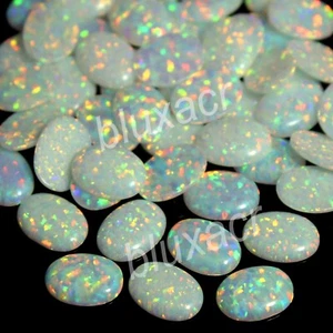 10 Pcs Lot Australian Multi Color Fire White Opal 4x3 mm Oval Cab Loose Gemstone - Picture 1 of 6