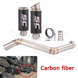 Carbon Exhaust Tips Mid Link Pipe 51mm Tail Muffler For CFMOTO 650NK 400NK 650MT - Picture 1 of 12