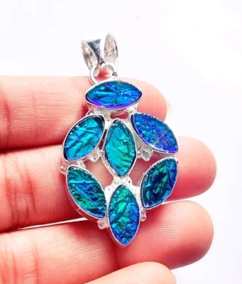 Colgante de joyería hecha a mano de plata de ley 925 con piedras preciosas de ópalo triple australiano Foto 1 de 4