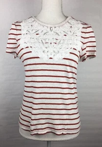 Tory Burch Women's Size Small Top Striped Short Sleeve 100% Linen - Picture 1 of 10