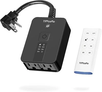 Outdoor Light Sensor Timer Outlet, 100ft Range Remote Control, Outdoor Timer - Image 1 of 4