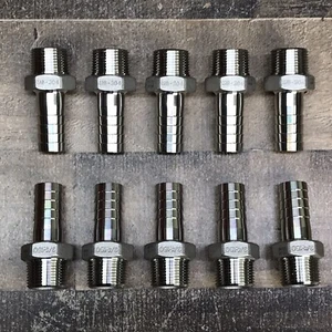 3/4" MALE NPT Pipe to 3/4" Barb Hose Tail 304 Stainless *Lot of (10)* Unused - Picture 1 of 10
