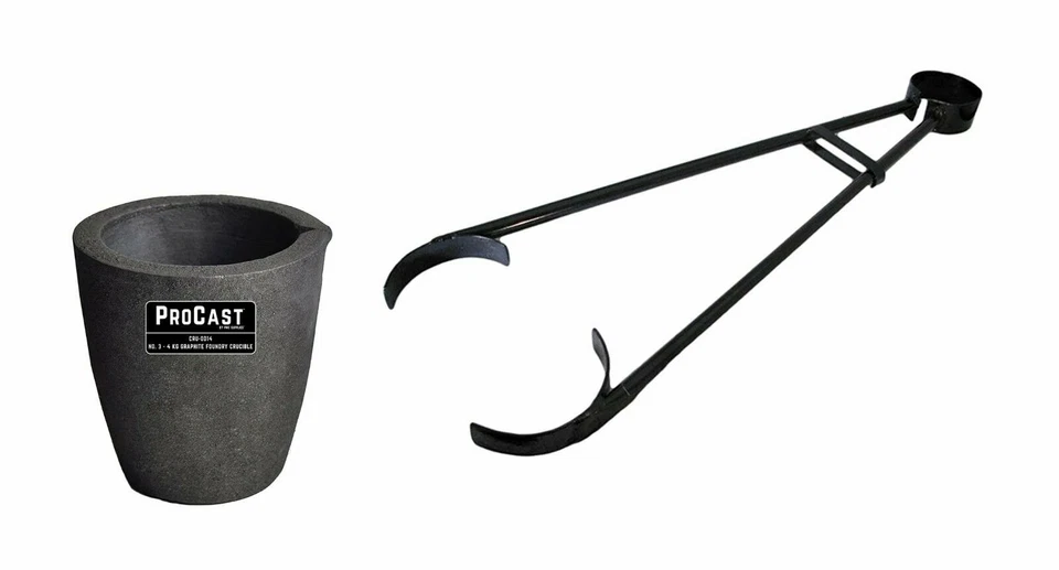 #3 - 4 Kg Clay Graphite Foundry Crucible Kit w/ 26" Foundry Crucible Flask Tongs - Image 1 of 1