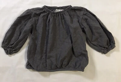 Top Zara Niñas 9-12 Meses Gris Manga Larga Patrón Floral Foto 1 de 4