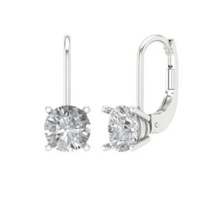 1 ct Round Cut Solitaire Stud anniversary Earrings 14k White solid Gold - Picture 1 of 11