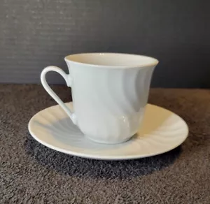 Imperial White Swirl Cup & Saucer Set by Lynns Fine China - Picture 1 of 12