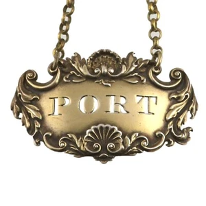 ANTIK - Sterling Silber - John Reily vergoldetes Dekanter Etikett - Port - 1822 - Bild 1 von 3