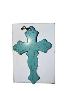 3,1" Chinesische Hongshan Kultur Türkis Geschnitzt Fengshui Kreuz Amulett Anhänger - Bild 1 von 2
