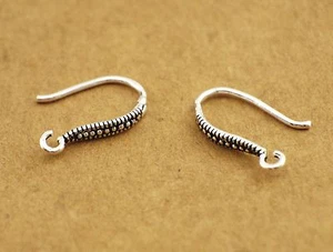Un par de pendientes franceses Hook 925 Sterling Silver Ear Wire DIY Connector A1974 - Imagen 1 de 4