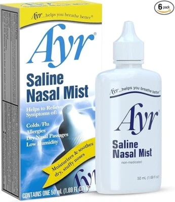 Ayr Saline назальный туман спрей увлажняющий назальный рельеф, немедикаментозный, 1,69 унц. - Изображение 1 из 4