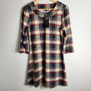 Grau kariertes Strickkleid mit 3/4 Arm von Papillon - Größe M (neu mit Etikett) - Bild 1 von 5