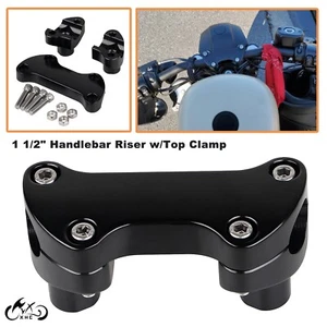 1.5" Handlebar Riser Bottom w/ Top Clamp For Harley Dyna Softail FXSTC Sportster - Picture 1 of 12