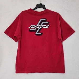 VTG Santa Cruz Skateboards Red Men's L Silver Logo Graphic Streetwear Tee 80s - Picture 1 of 7