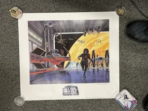 SIGNED 1996 Ralph McQuarrie STAR WARS Death Star Darth Vader Toyfair Print Rare! - Picture 1 of 5