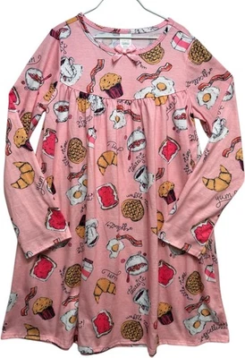 Camisón rosa estampado de alimentos para desayuno manga larga Gymboree, niñas 10-12 (L) Foto 1 de 4
