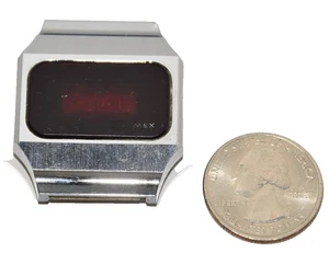 Broken - Timex H Cells 202 200 Red LCD Watch Stainless Steel - Corroded - Picture 1 of 9