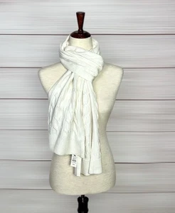 "Bufanda larga blanca Talbots blanca mezcla de algodón tejido con cable 10x76 nueva con etiquetas" - Imagen 1 de 7