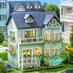 DIY Dollhouse Kit Model LED Lighting Wooden Villa House Building Model Gift Toys - Picture 1 of 63